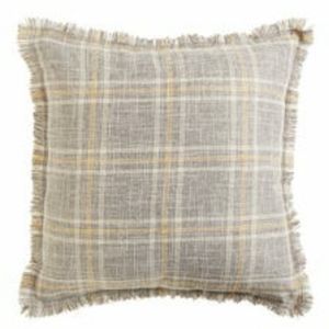 Plaid Pillow with Fringe Set of 2